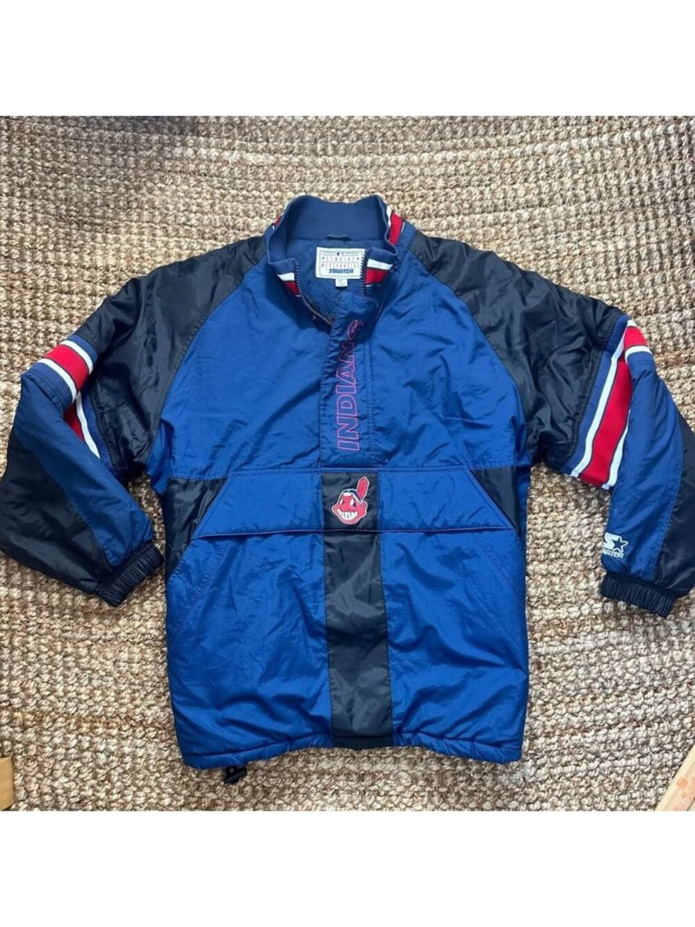 Vintage 90s Starter Cleveland Indians MLB Half Zip Jacket - Men’s XL Puffer